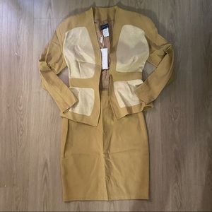 RARE Thierry Mugler Blazer Skirt Set 80s Vintage Activ Golden Yellow